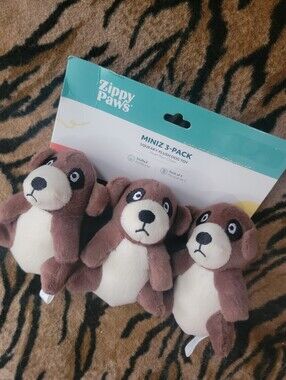 Zippypaws Dog Brown & Cream Mini Squeaky Plush Toy 3-Pack New Ea.